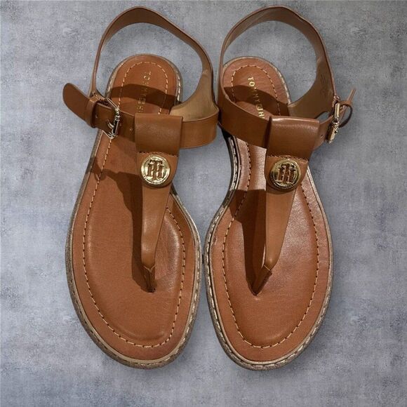 TOMMY HILFIGER Womens Sandals Brown Bennia sandals SIZE 9 - Picture 1 of 5